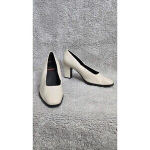 AEROSOLES WOMEN'S PUMP PLAZA Sz‎ 5.5B CREAM LEATHER WOMENS CASUAL CLASSIC SHOES